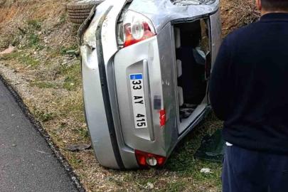 Osmaniye’de kontrolden çıkan otomobil devrildi