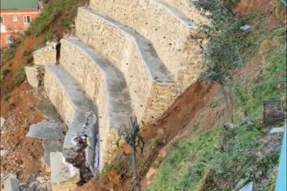 Rize’de istinat duvarı çöktü: 2 ev tedbir amaçlı boşaltıldı