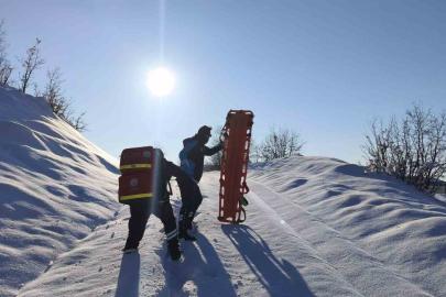 Sağlık ekipleri jandarma eşliğinde 1,5 kilometrelik yolu yürüyerek hastaya ulaştı