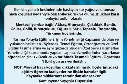 Sinop’ta taşımalı eğitime kar engeli