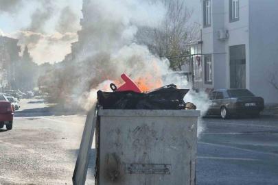 Tekirdağ’da çöp konteynerinde yangın paniği