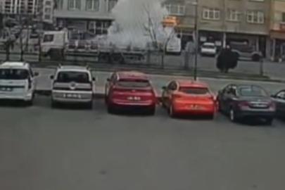 Trabzon’da seyir halindeki tüp kamyonunda korkutan patlama