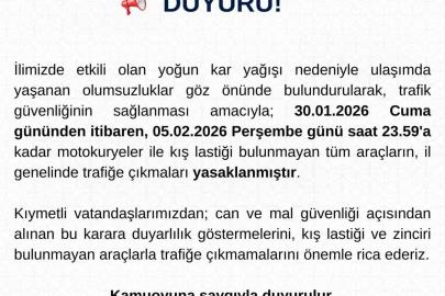 Tunceli’de motokuryeler ve kış lastiği olmayan araçların trafiğe çıkışı yasaklandı