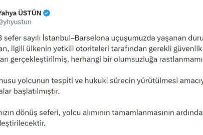 Türk Hava Yolları İletişim Başkanı Yahya Üstün: "Herhangi bir olumsuzluğa rastlanmamıştır"