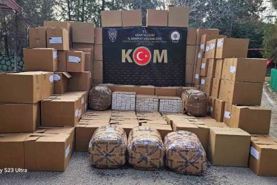 Uşak’ta kaçak tütün ve makaron operasyonu