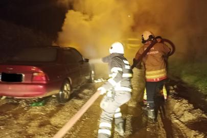 Yayladağı’nda otomobil yangını