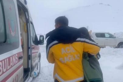 Yoğun kar ve zorlu şartlara rağmen hayat kurtaran müdahale
