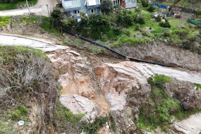 Alanya’da sağanak sonrası korkutan manzara