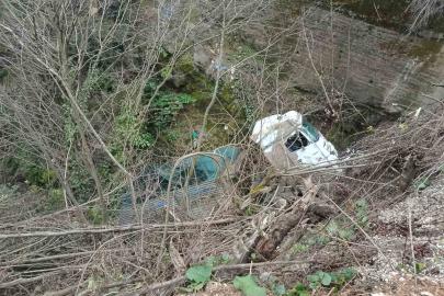 Alaplı’da kamyon şarampole uçtu