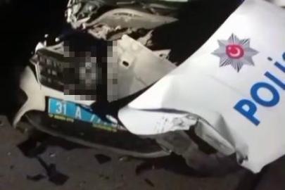 Alkollü sürücü polis aracına çarptı: 2 polis yaralı