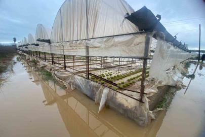 Antalya’da sağanak yağmur Aksu’da su baskınlarına sebep oldu