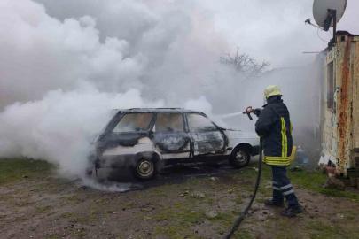 Ayvacık’ta araç yangını