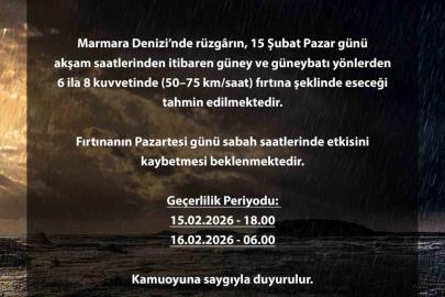 Bursa Valiliğinden Marmara Denizi için fırtına uyarısı