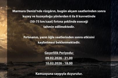 Bursa Valiliği’nden Marmara için fırtına uyarısı
