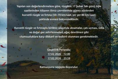 Bursa’da rüzgâr hızı 80 kilometreye çıkabilir