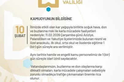 Erzurum’da eğitime bir gün ara verildi