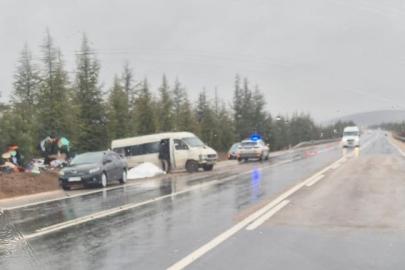 Eskişehir- Afyonkarahisar yolunda kontrolden çıkan minibüs şarampole savruldu