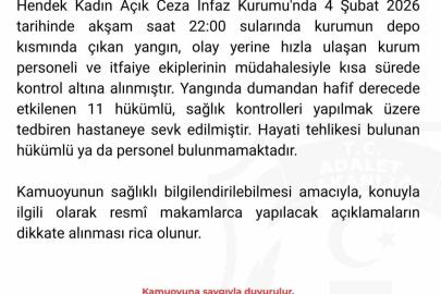 Hendek Kadın Açık Ceza İnfaz Kurumu’nda yangın: 11 hükümlü hafif yaralı