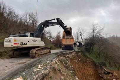Heyelanlı bölgede çalışma yapıldı