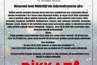 İstanbul Valiliğinden kar yağışı uyarısı