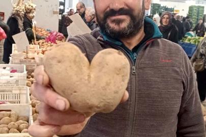 Kalp şeklindeki patates ilgi odağı oldu