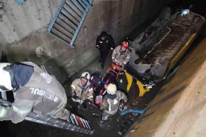 Kartal’da alkollü taksi sürücüsü 5 metrelik dereye uçtu