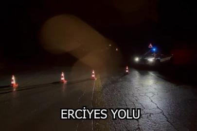 Kayseri-Erciyes yolu kar yağışı nedeniyle trafiğe kapandı