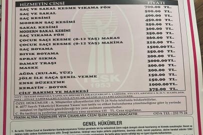 Kayseri’de berber ücretlerine zam