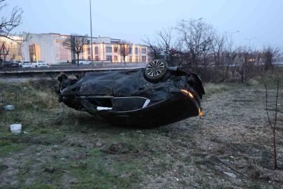 Kontrolden çıkan otomobil takla attı: 2 yaralı