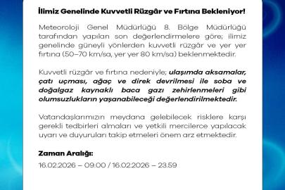 Niğde için kuvvetli rüzgar ve fırtına uyarısı