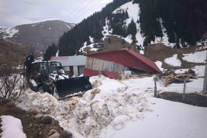 Ordu’da çığ düşmesi sonucu ahşap ev zarar gördü