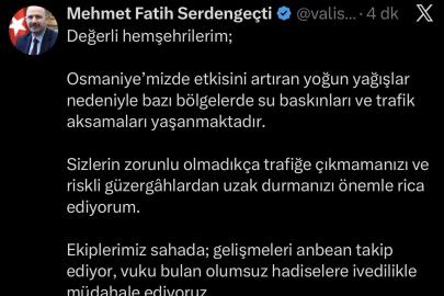 Osmaniye’de şiddetli yağış ve fırtına hayatı olumsuz etkiledi