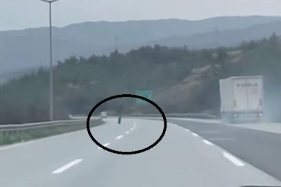 Tırdan fırlayan lastik otobanda yüzlerce metre ilerledi