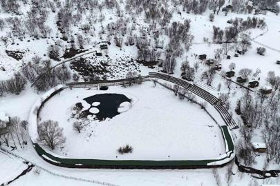 Yüzen Adalar karla kaplandı, beyaz örtü havadan görüntülendi
