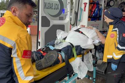 Beton mikserini yıkarken düşen sürücü hastanelik oldu