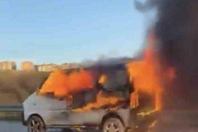 Bursa’da hafif ticari araç alev aldı