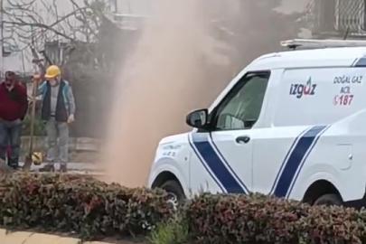 Derince’de delinen doğalgaz borusu mahalleliyi korkuttu