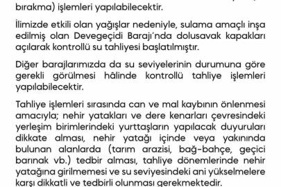 Devegeçidi Barajında su tahliyesine başlandı