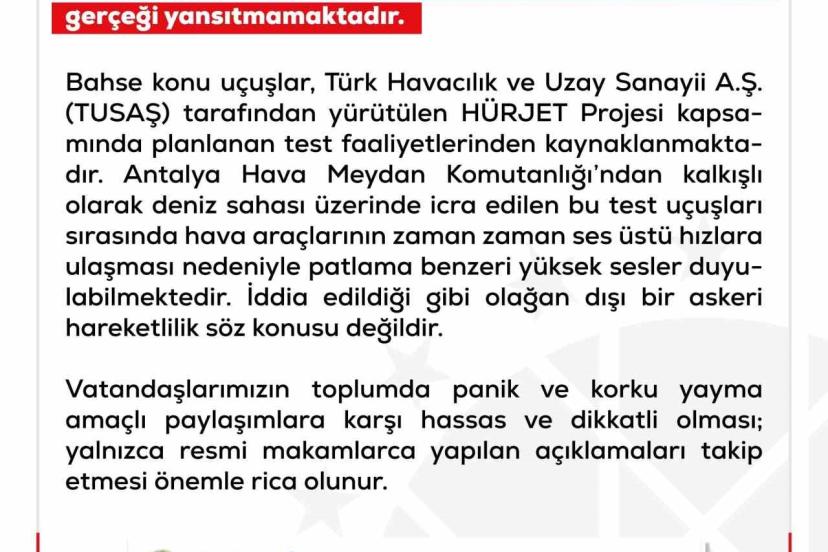 DMM’den "Antalya’da Türk F-16 savaş uçaklarının yoğun uçuş yaptığı" iddiasına yalanlama