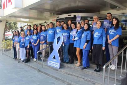Dünyada en sık görülen 3. kanser türüne mavi tişörtlerle dikkat çektiler