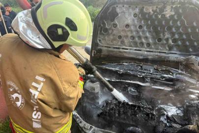 Hatay’da park halindeki otomobil alevlere teslim oldu