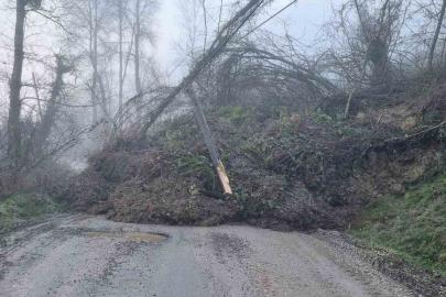 Heyelan köy yolunu ulaşıma kapattı