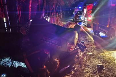 Keşan’da takla atan otomobilde 5 kişi yaralandı