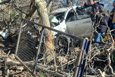 Kontrolden çıkan otomobil ağaçlara ok gibi saplandı: 2 ölü, 1 ağır yaralı