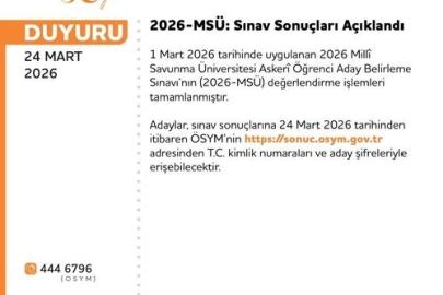 MSÜ sonuçları açıklandı