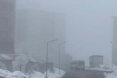 Yüksekova’da yoğun sis seyirlik görüntüler oluşturdu