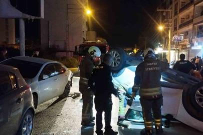 Arsuz’da ters dönen otomobilin sürücüsü yaralandı