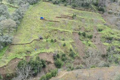 Aydın’da sağanak yağışlar sonrası dağlarda heyelan oluştu