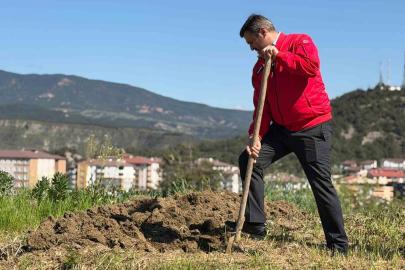 Başkan Çetinkaya bademin karşılığını emeğiyle ödedi