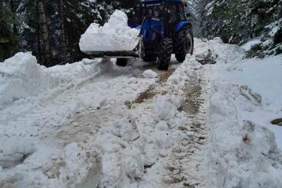 Bolu’da karla kaplanan yayla yollarını köylüler açtı